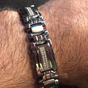 Macy’s Men’s Diamond Bracelet – 8.5” Stainless Steel, 1–2 Ct Total Weight